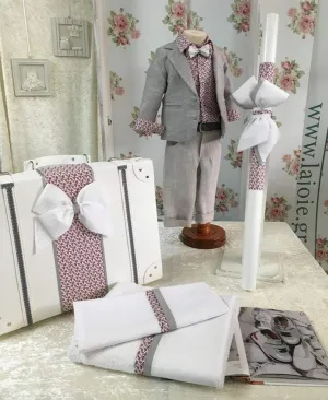 1854-  Cherry Grays Baptism Christening Suit & Set