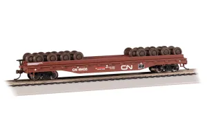 18938 Bachmann 52' Wheel Flatcar with Wheel Load - Canadian National #49435
