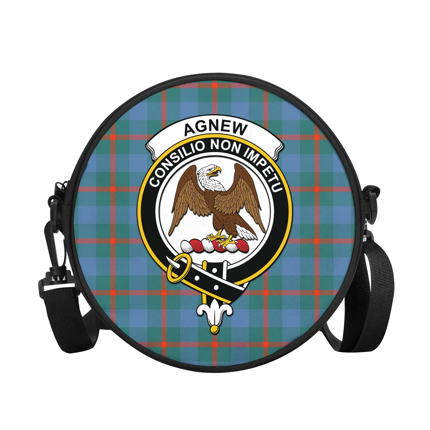 Agnew Ancient Tartan Round Satchel Bags with Family Crest