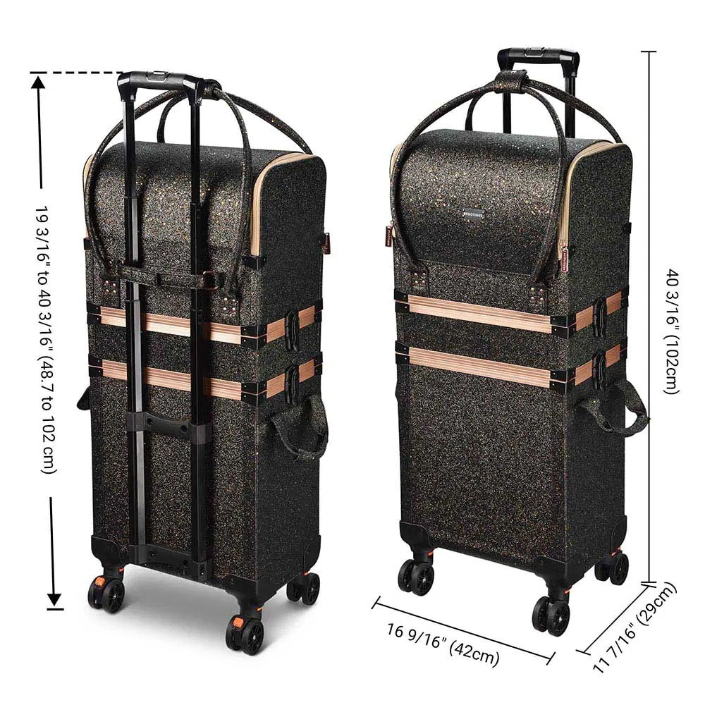 Byootique MassLux Glittered Black 3in1 Rolling Makeup Case