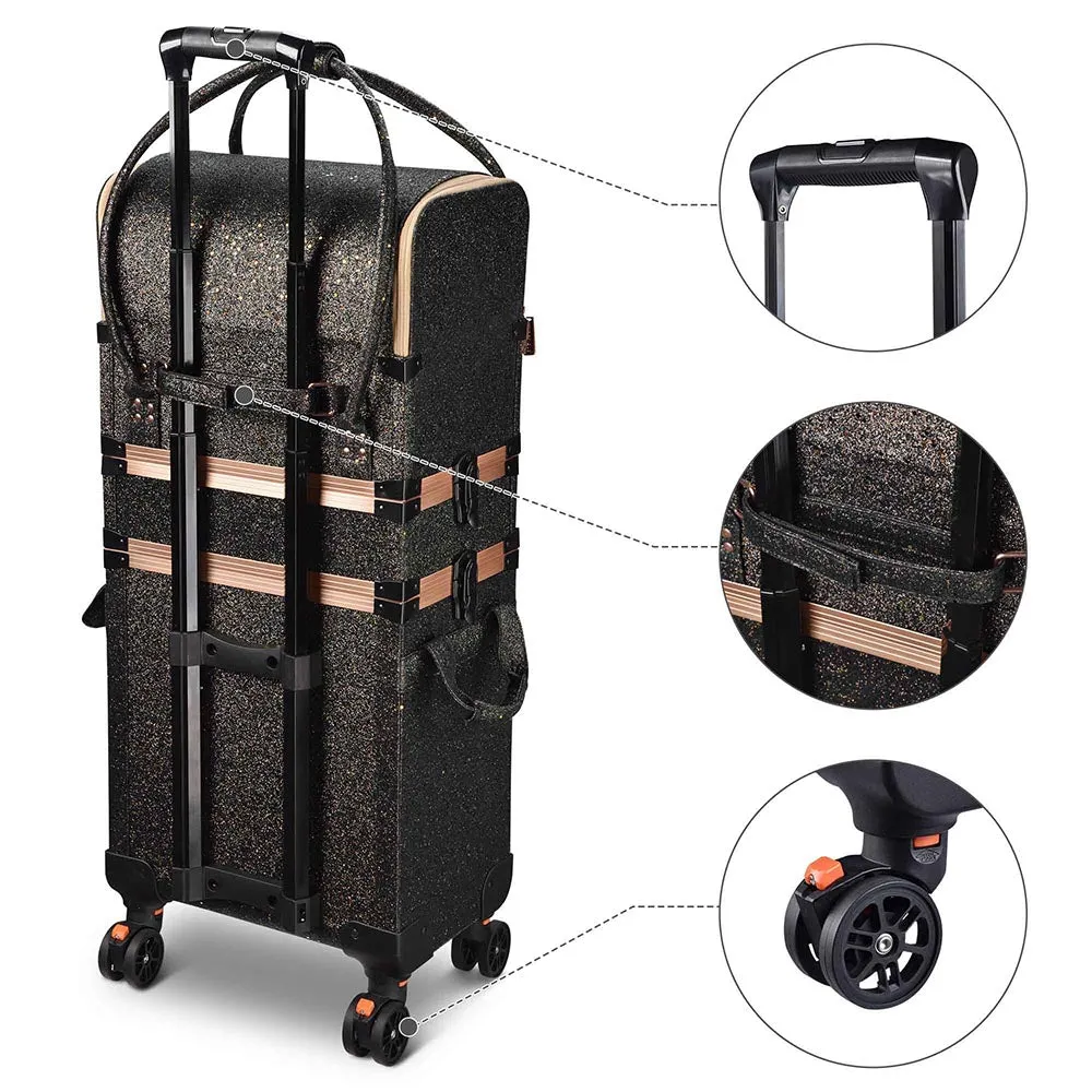 Byootique MassLux Glittered Black 3in1 Rolling Makeup Case
