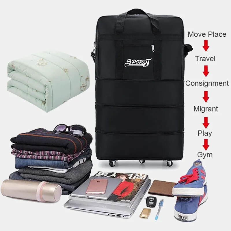 Expandable Spinner Wheel Travel Rolling Tote Luggage Bag Duffel Bag