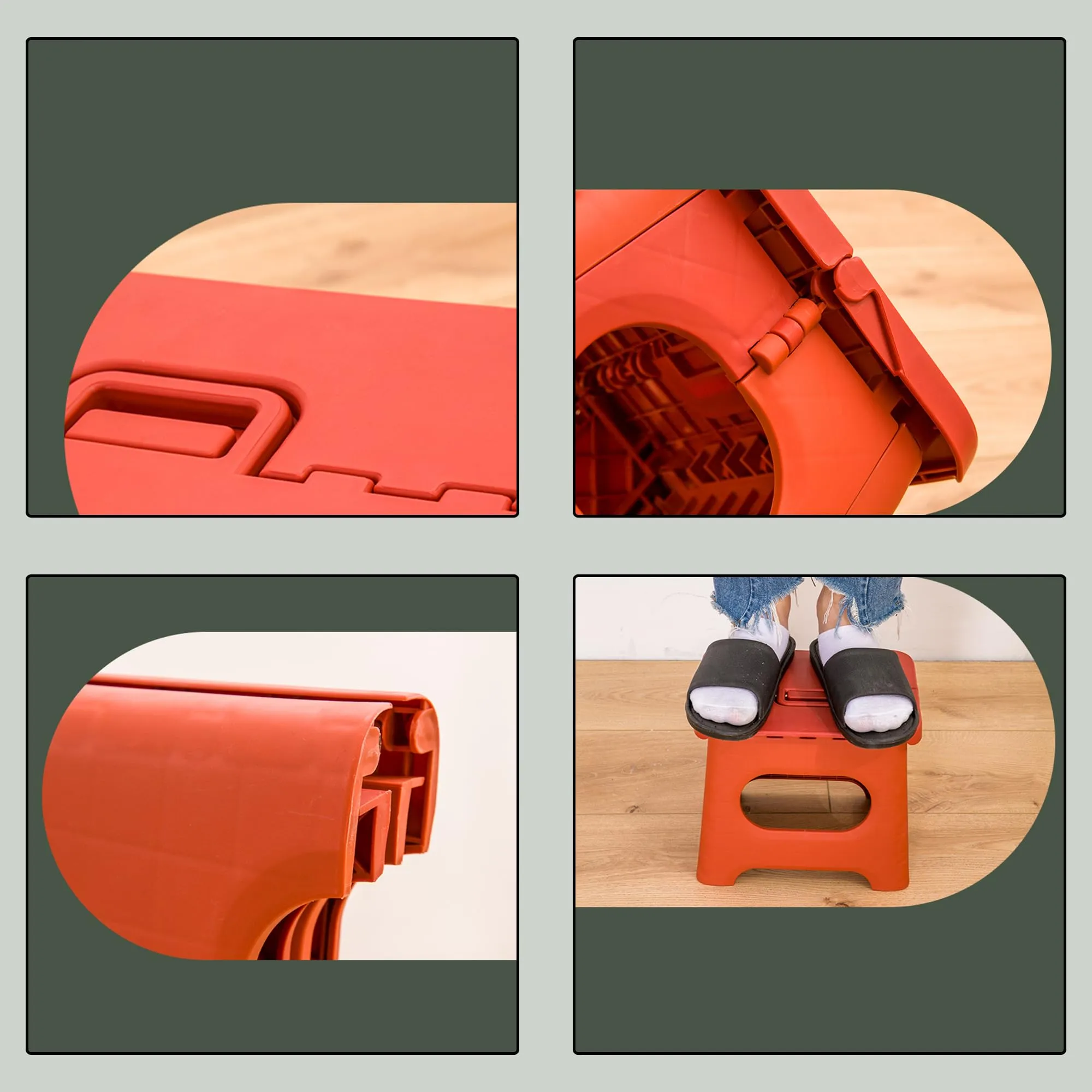 Kuber Industries (Set of 4) Small Folding Stool for Sitting - Plastic Foldable & Portable Step Stool for Kids - Orange