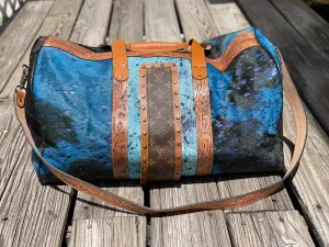 Large duffel HOH dark and light blue acid wash (4LV)