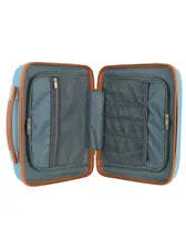 Pierre Cardin Beauty Case Hard Shell Makeup Cosmetic Organizer Travel in Blue/Brown