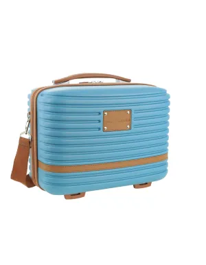 Pierre Cardin Beauty Case Hard Shell Makeup Cosmetic Organizer Travel in Blue/Brown