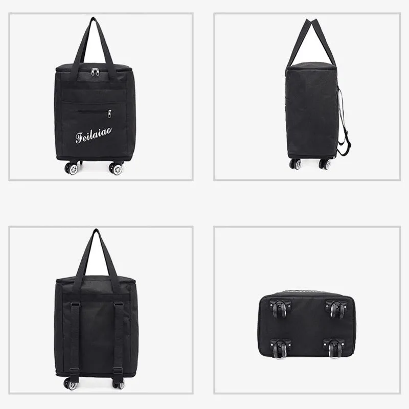 Short Trip Luggage Bag With Wheels Women Portable Convetible Backpack